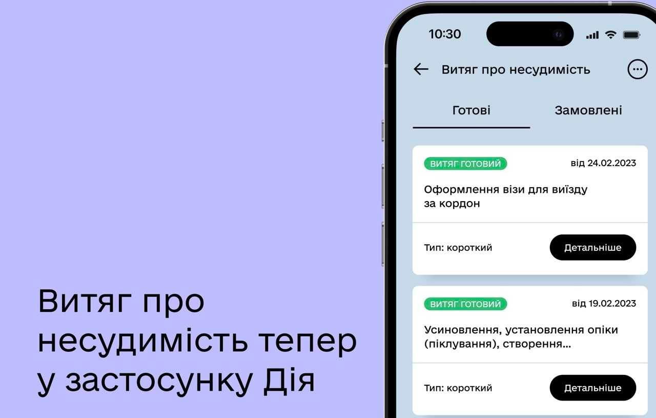 У застосунку «Дія» відтепер можна отримати витяг про несудимість. Як це зробити