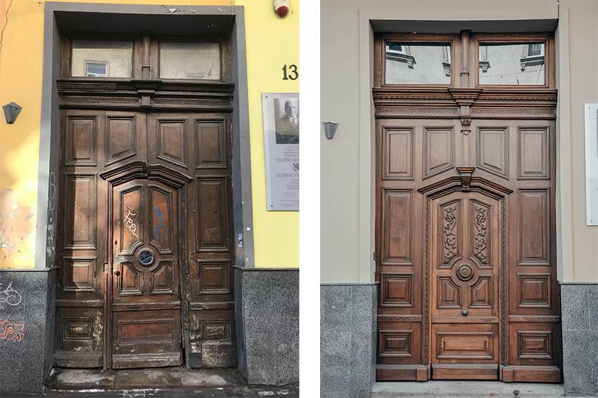 У центрі Львова відреставрували історичні дерев’яні двері з гуцульською орнаментикою (ФОТО)