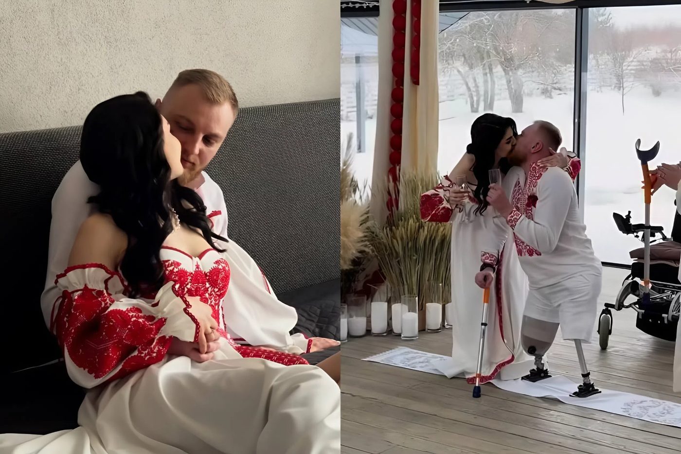 «Я обіцяю бути твоєю опорою»: ветеран, який втратив дві ноги на фронті, одружився з коханою