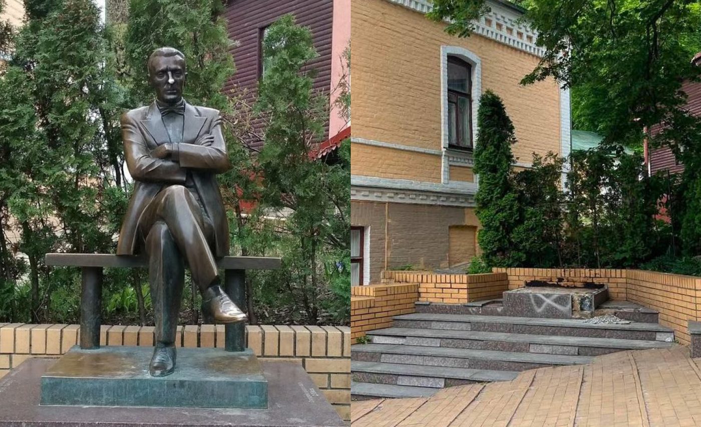 У Києві демонтували пам’ятник Михайлу Булгакову (ВІДЕО)