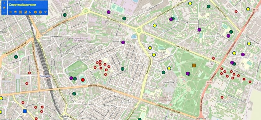 У Тернополі всі спортивні майданчики міста позначили на інтерактивній карті