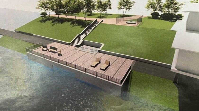 На Русанівській набережній у Києві облаштовують поливо-зрошувальну систему (ФОТО)