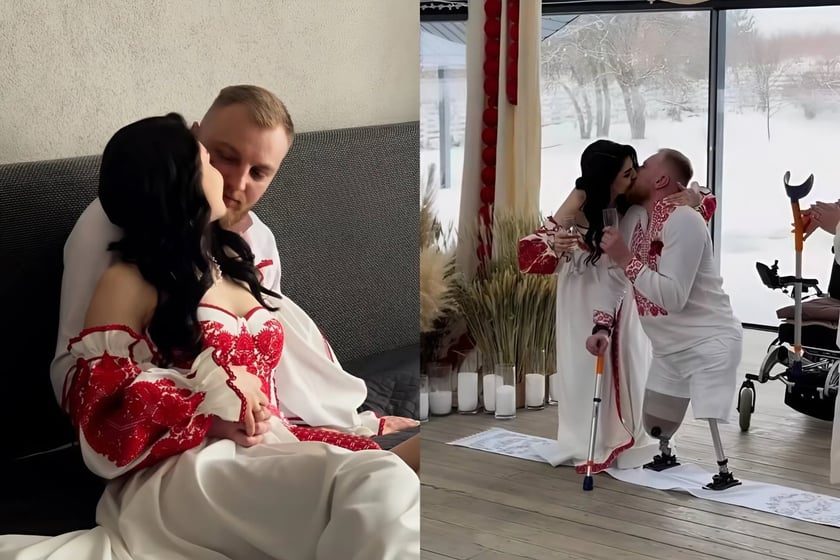 «Я обіцяю бути твоєю опорою»: ветеран, який втратив дві ноги на фронті, одружився з коханою